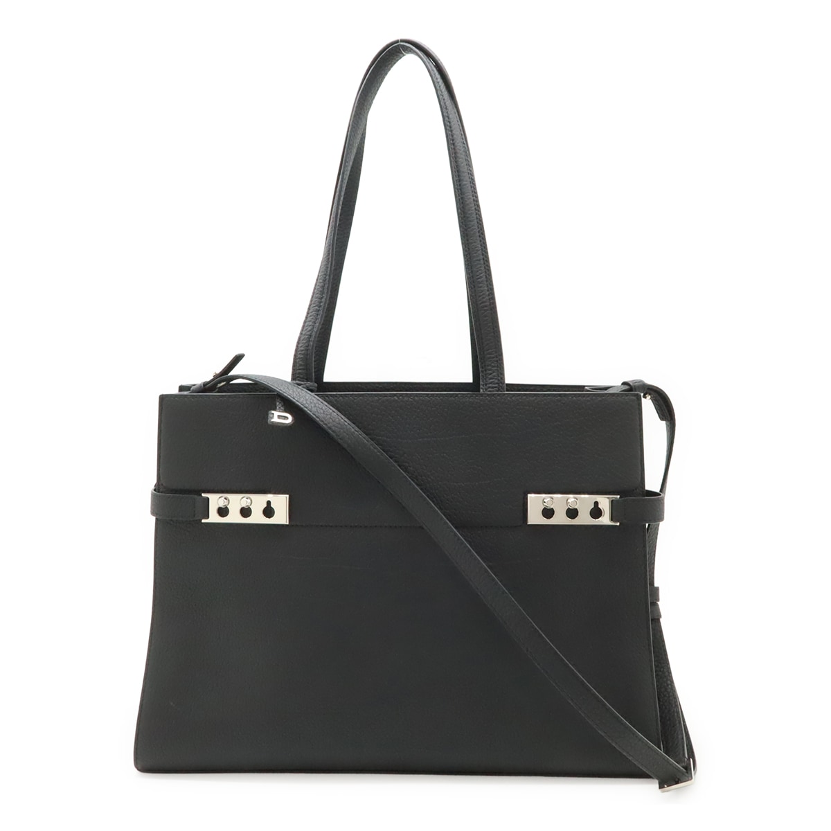 DELVAUX デルヴォー タンペート トート トートバッグ ショルダーバッグ 2WAY 肩掛け 斜め掛け レザー ブラック 黒 シルバー金具