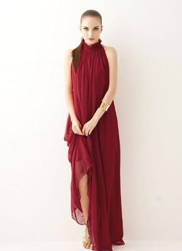 1522.ホルターネックロングドレス（レッド）2019 春夏 sale パーティー 結婚式 披露宴 結婚パーティー ウエディング 女子会 同窓会 演奏会