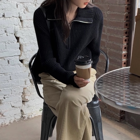 トップス ニットソー セーター 袖あり 長袖 ジッパー ジップ 襟付き 快適 着心地 シンプル カジュアル 大人 おしゃれ お洒落 レトロ こなれ感 ラフ ラブリー キュート ルーズ 個性的 抜け感 6,273円