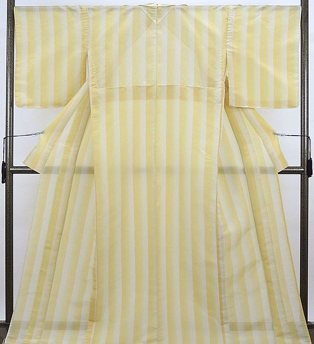 夏物 紬 新品仕立済 正絹 夏物 蕪重織物謹製 夏織物夏陰 縦縞ぼかし 紗