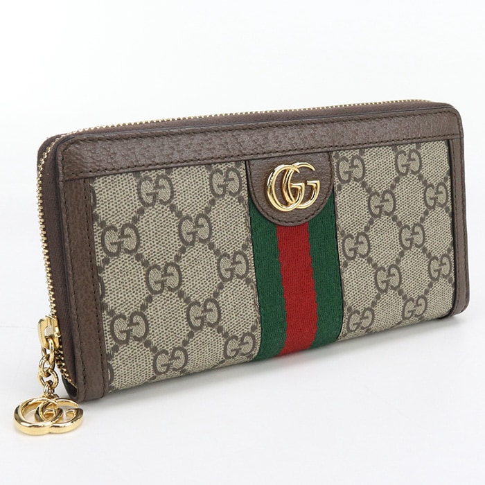 GG ジップアラウンドウォレット オフィディア 523154 96IWG 8745 長財布ラウンドファスナー GGスプリームキャンバス ブラウン【中古】 レディース