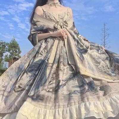 ロリータワンピース レトロワンピース 膝丈 夏ワンピ お出かけ 無袖 森ガール 体型カバー ゆった3940