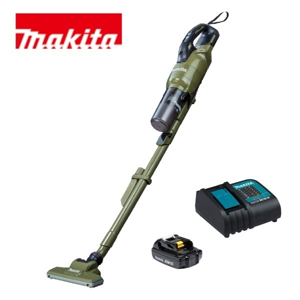 当店だけ！バッテリー充電器も1年保証! マキタ コードレス掃除機 18V サイクロン一体式 オリーブ CL286FDZO + 軽量バッテリー BL1815N + 静音充電器DC18SD