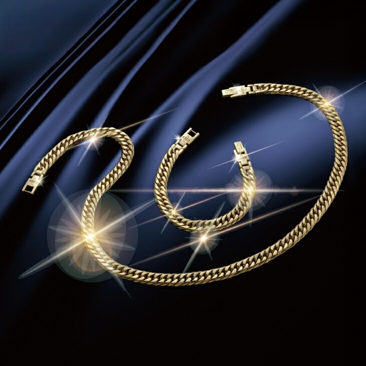 天然ダイヤ＆純金 チタン磁気ブレスレット