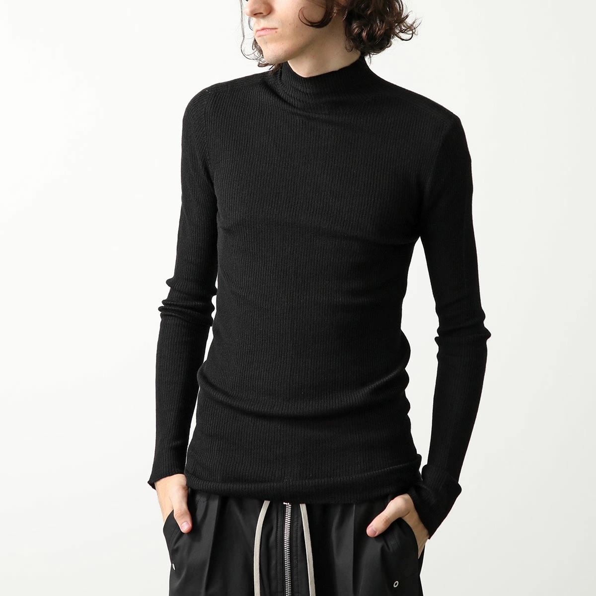 Rick Owens リックオウエンス ニット RU02D6638 RIBM メンズ ウール ハイネック リブニット バックライン トップス 長袖 09/BLACK
