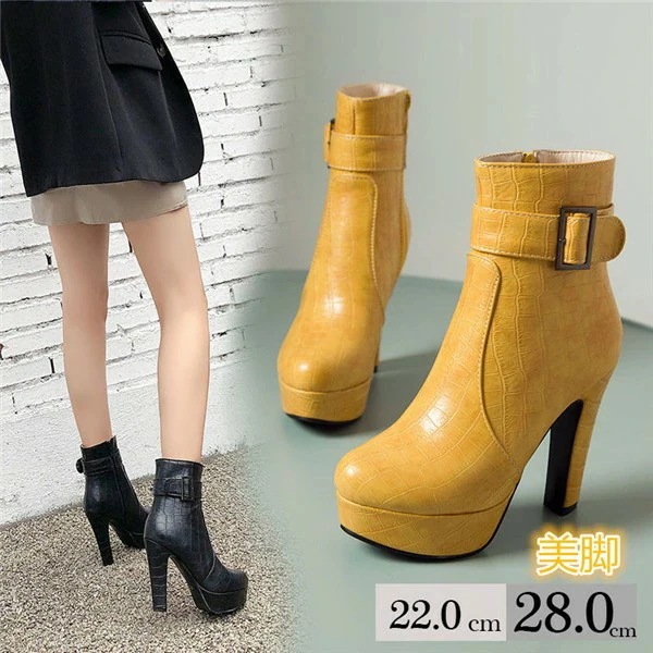 お得な価格チャンキーヒール ブーツ ショートブーツ レディース 可愛い おしゃれ 美脚 シューズ 靴 秋冬 春 可愛い 小さいサイズ 大きいサイズ 20代 30代 40代 レッド ネイビー ブラック