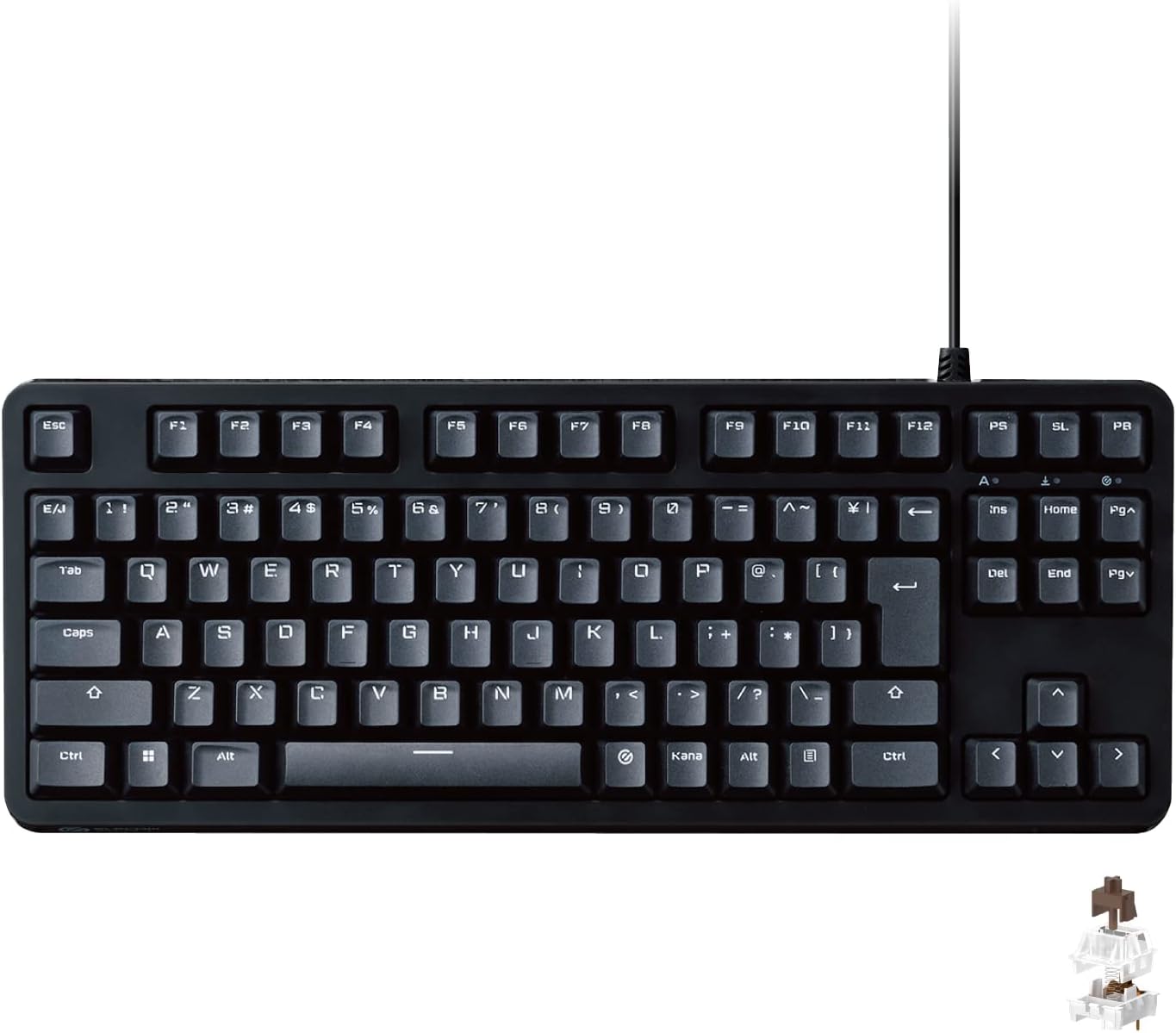 エレコム ゲーミングキーボード 有線 メカ二カル 全キーロールオーバー 日本語配列 テンキーレス 5000万回高耐久スイッチ採用 タクタイル 茶軸 ブラック TK-GK20TBK