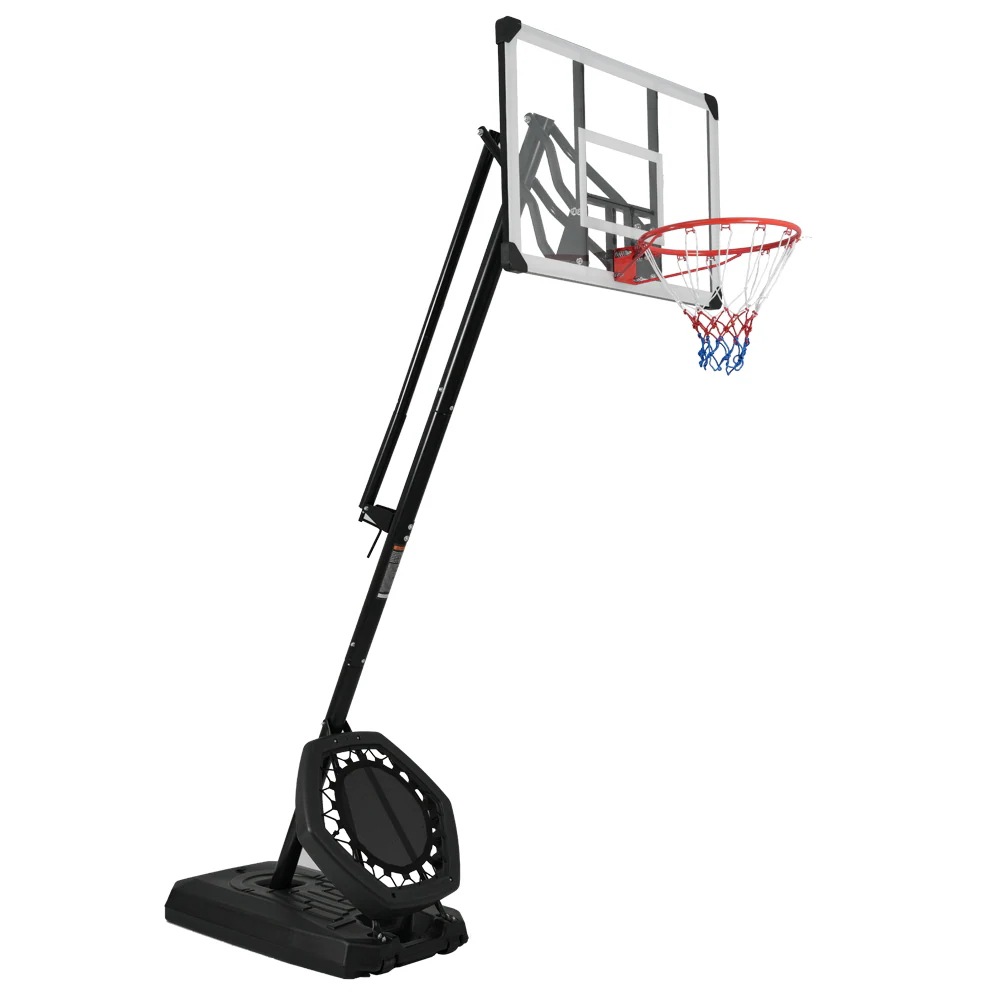24時間限定価格！ [国内即発送]バスケットゴール ハンドルを回すだけの簡単　高さ無段階調節 フロートボード付き　公式＆ミニバス対応 230-305cm 移動可 工具付き ゴールネット バックボード