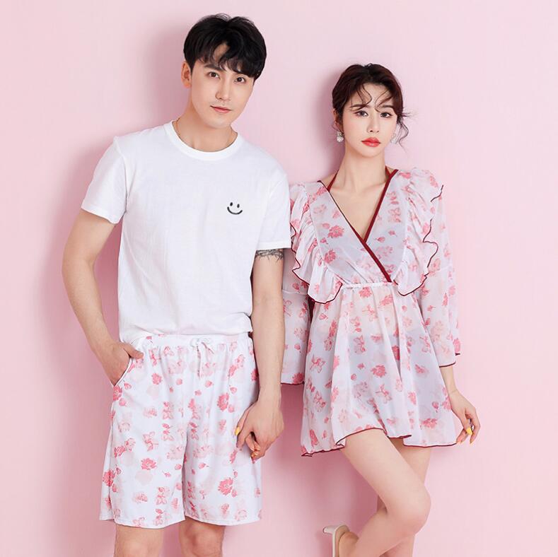 【送料無料】可愛い ペア水着 カップル水着 お揃い レディース メンズ セット水着 セパレート水着 ご夫婦 恋人 男女セット 4点セット ショートパンツ タンキニ みずぎ ビキニ セクシー 水着 海