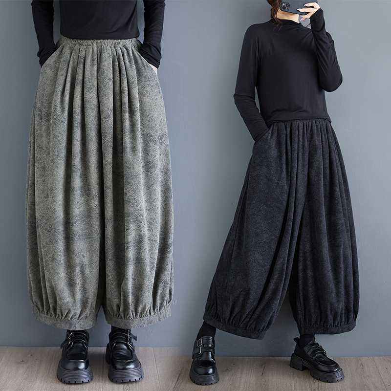 「ファットガール」 2024秋新品 ロングパンツ ストレート 大きいサイズ 体型カバー レディース 九分丈 ワイドパンツ メガ割30%までに制限