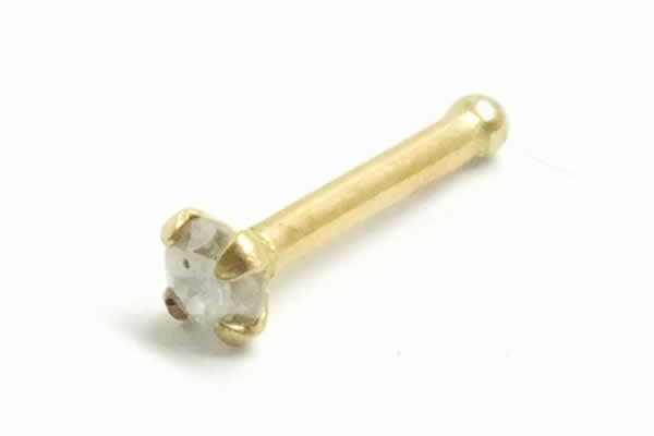 ボディピアス 14金イエローゴールド ノーズスタッド ダイヤモンド（クラリティPK2 サイズ2.5mm）ゲージ18G 本物 高級 鼻ノストリル 男性 女性 プレゼント y14pk2-nst-25