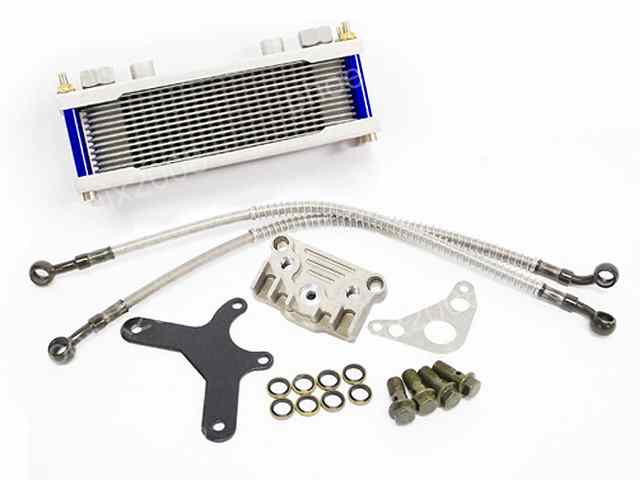 ATV 四輪バギー モンキー 汎用 オイルクーラーセット 多段 13段 13フィン 青