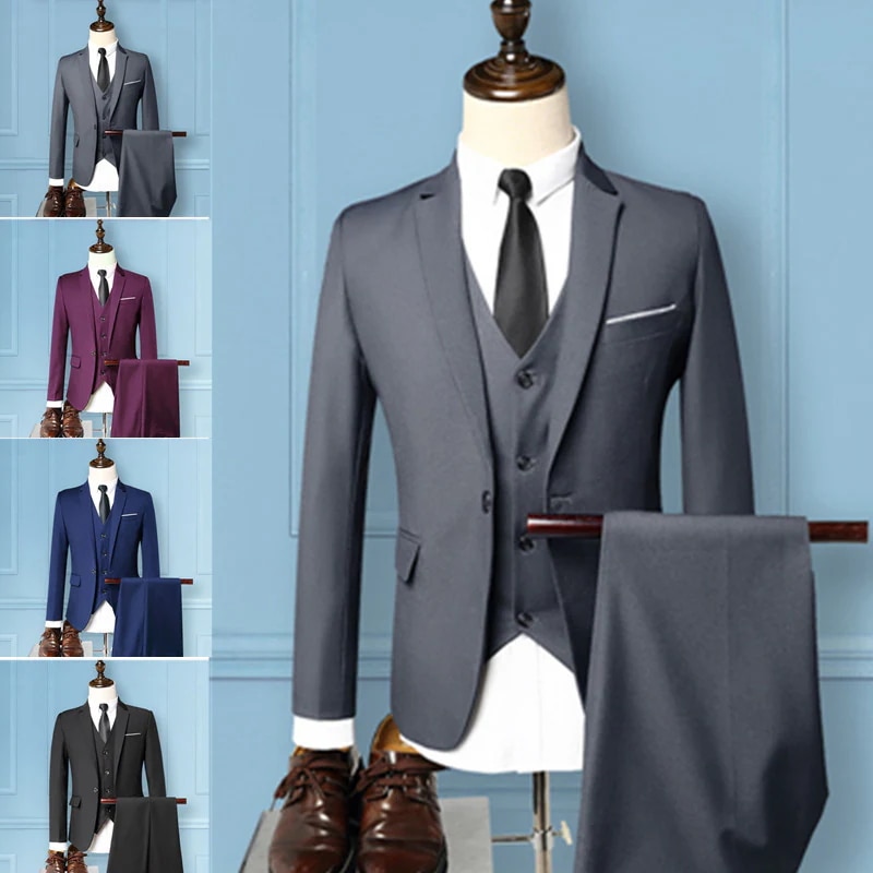 スーツ メンズ おしゃれ スーツセットアップ 3ピーススーツ ビジネススーツ 無地 スリム カジュアルスーツ フォーマルスーツ 洗える 紳士服 通勤 結婚式