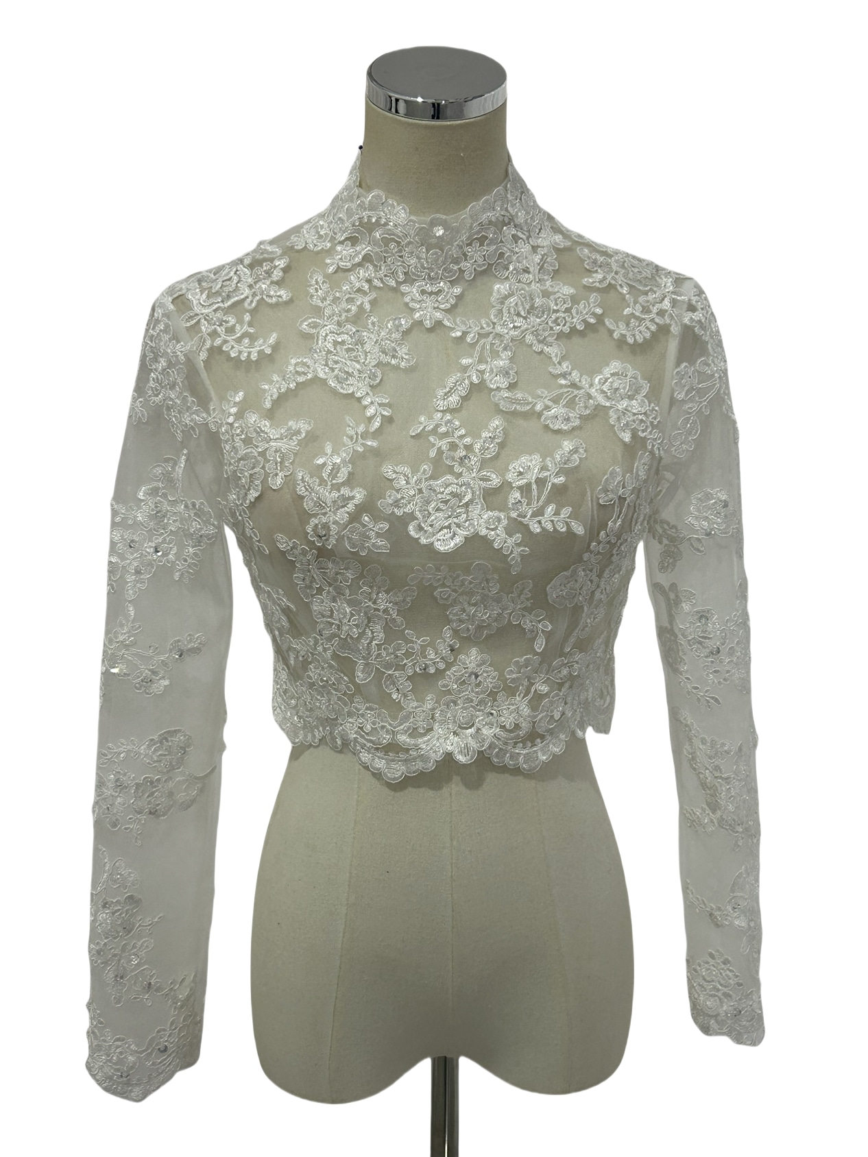 ボレロ エレガントレース ハイネック 長袖 ファスナー 結婚式/披露宴