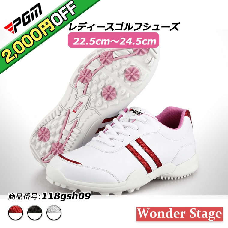 ゴルフシューズ レディース スニーカー 滑り止め スパイクレス 強いグリップ 歩きやすい 靴紐 疲れにくい 防水 快適 22.5cm24.5 118gsh09