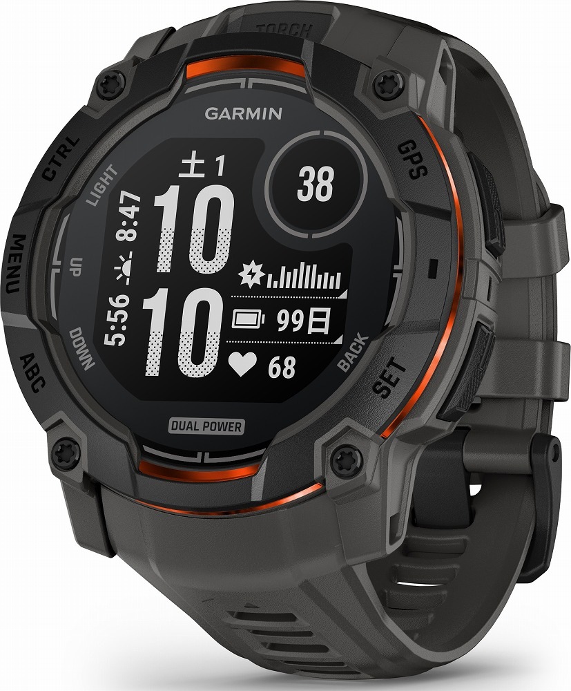 ガーミン Instinct 3 Dual Power 50mm Black / Charcoal【Suica対応】スマートウォッチ 010-02935-30