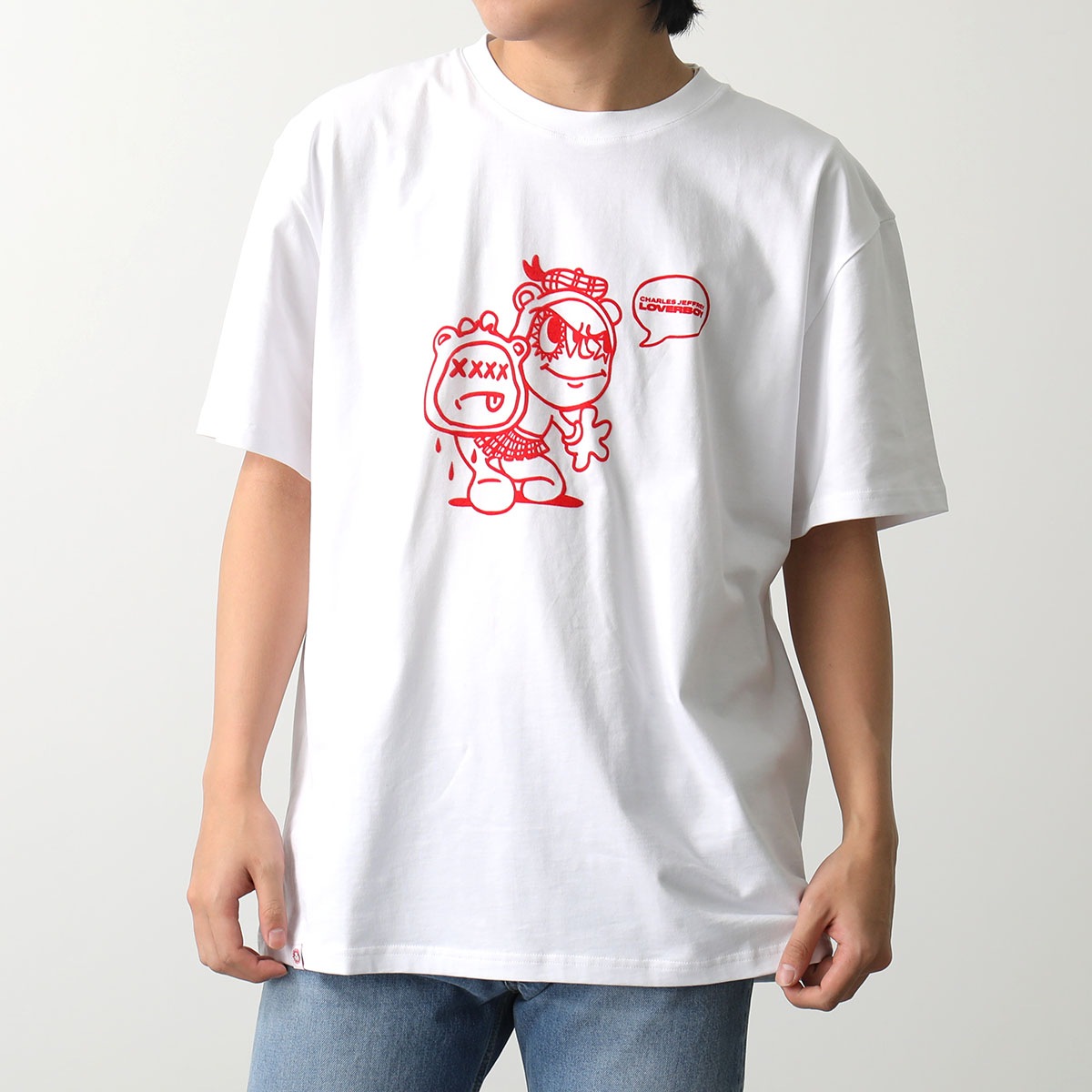 CHARLES JEFFREY LOVERBOY チャールズジェフリーラバーボーイ Tシャツ 90S SHORT SLEEVE TEE 043100402 メンズ 半袖 カットソー ロゴT WHITE