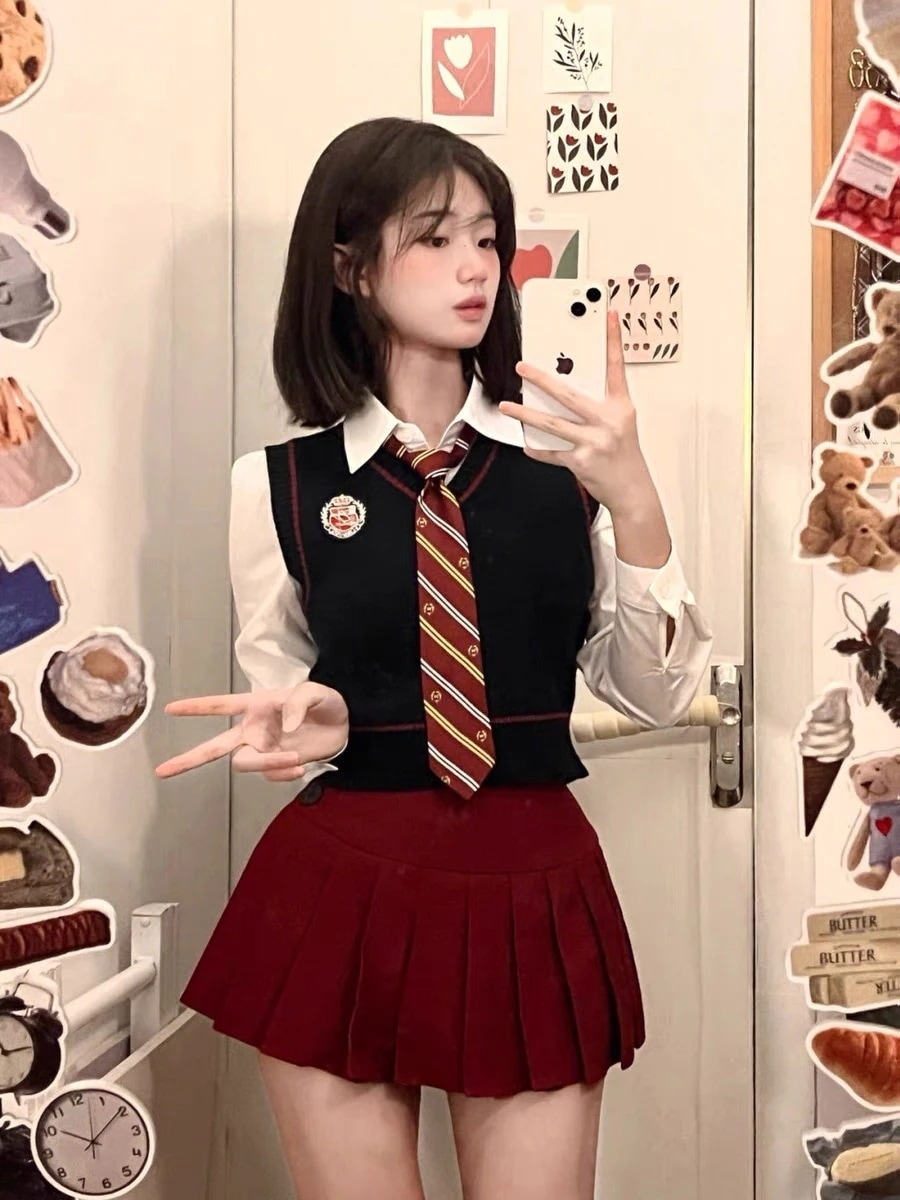 オールインワンセットアップセットアップショート丈 セットアップ ボトムス 卒業式 3点セット ミニスカート 美脚 プリーツスカート トップス 韓国っぽ 長袖 JK ネクタイ 女子高生コスプレ 仮装