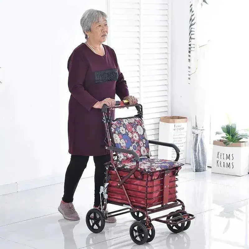 Qoo10-シルバーカー 老人用 手押し車 折りたためる フットペダル付き 高齢者 買い物カート おしゃれ 歩行介助 補助具 散歩 座面付き 高さ調整 介助に