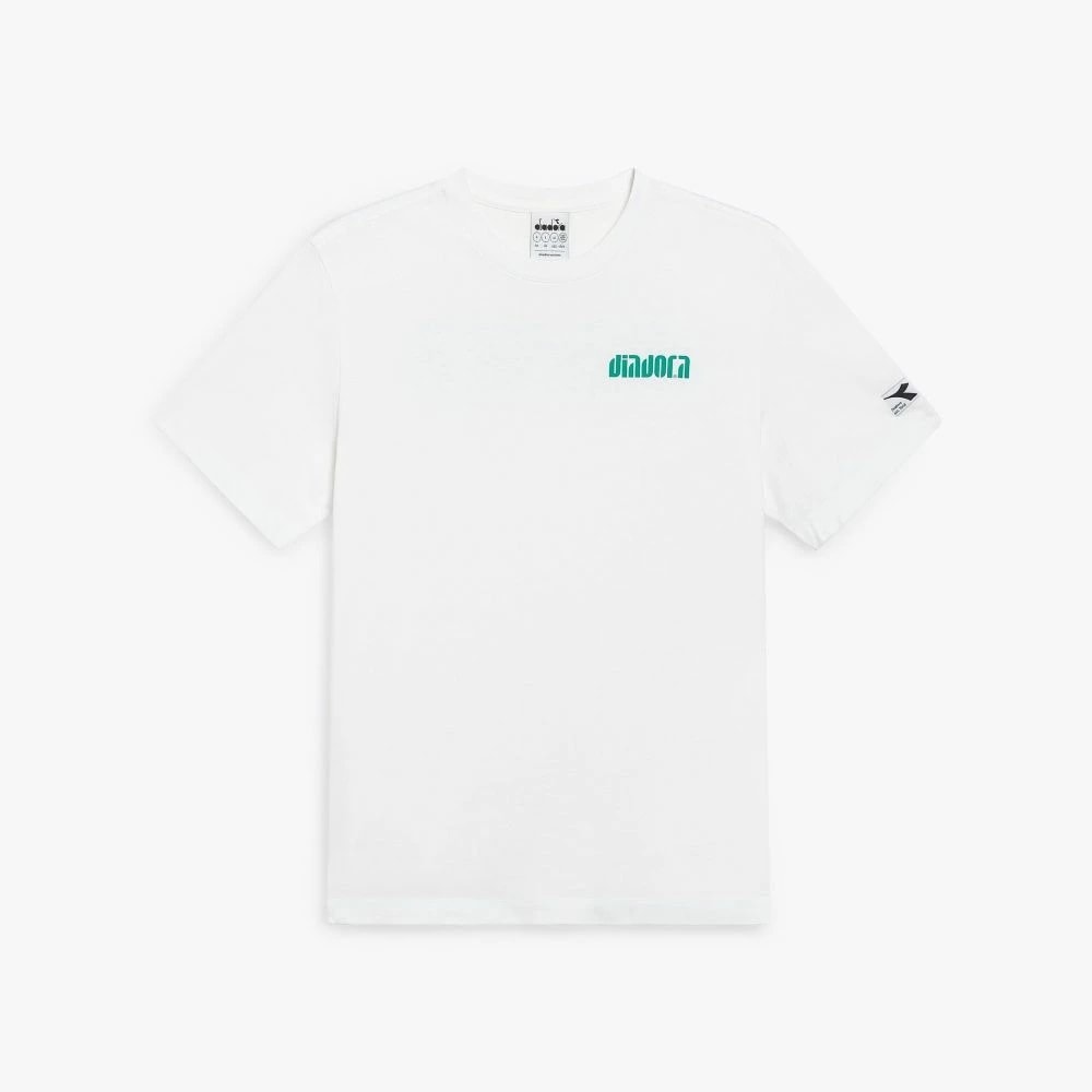 T-SHIRT SS ATHL. LOGO SL ホワイト グリーン ユニセックス Tシャツ SPORTS コレクション d50218197070482