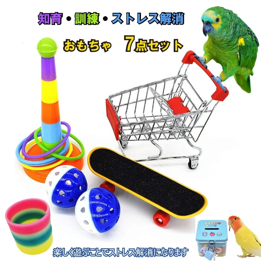 中小型. オウム遊園地 訓練する. 着地棚のおもちゃ.9 Qoo10] 7点セット 小鳥 インコ オウム おもち