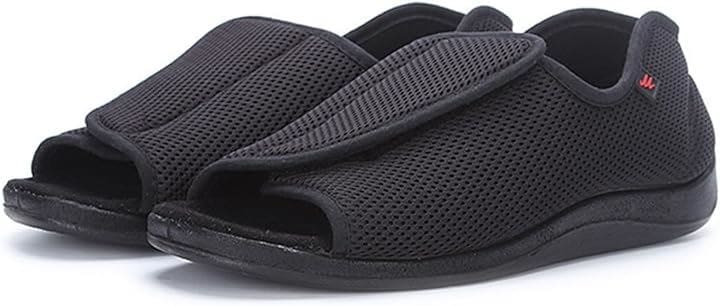 介護シューズ 介護スニーカー シニア フルオープンタイプ サンダル 高齢者用 介護靴 甲高 幅広 リハビリ 軽量 C1(ブラック, 27.0 cm)