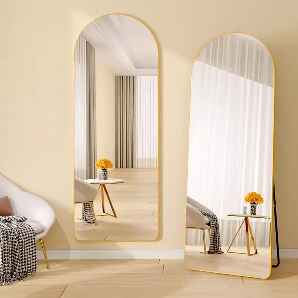 Jumei 姿見鏡 壁掛け鏡 スタンドミラー 全身鏡 アルミ合金フレーム 壁掛け 両用 折りたたみ ウォールミラー 全身ミラー 飛散防止 おしゃれ 軽量 立てかけ 洗面所 化粧 浴室 お風呂 玄関 (