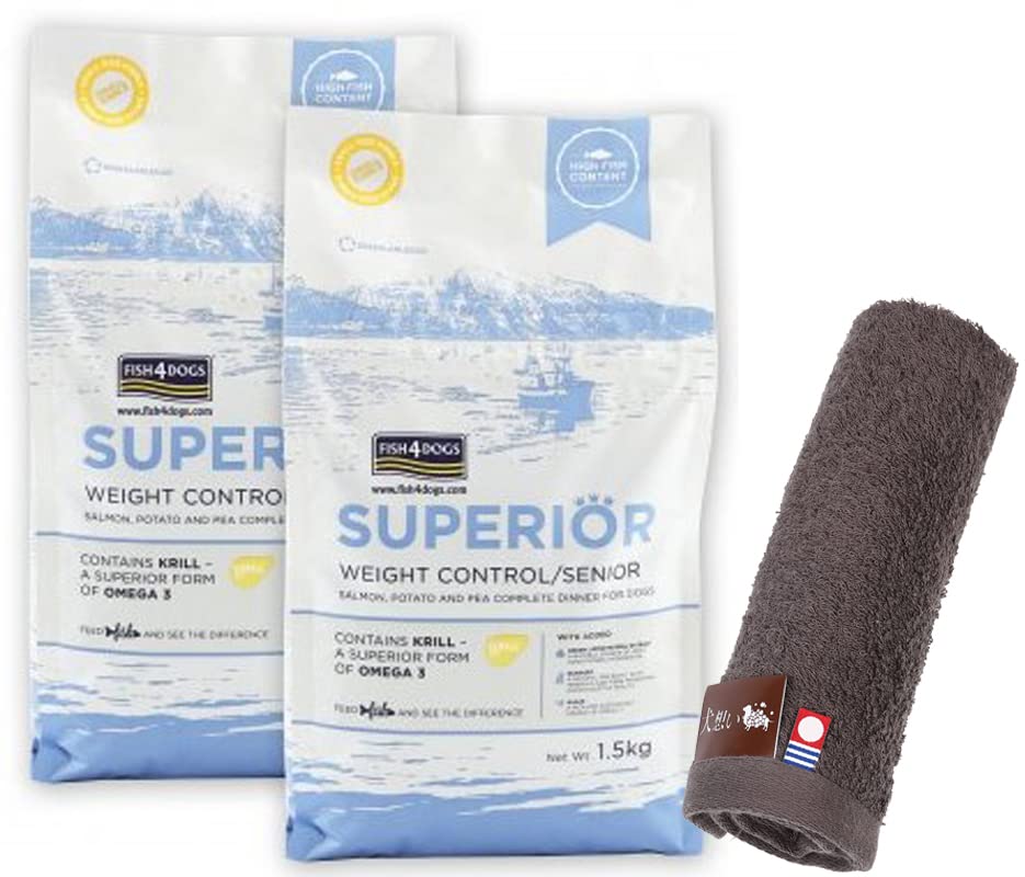 フィッシュ・4 スーペリア ウェイトコントロール 3kg（1.5kg×2）【犬想いオリジナル今治ハンドタオルセット】【タオルカラー モカ】【正規品】
