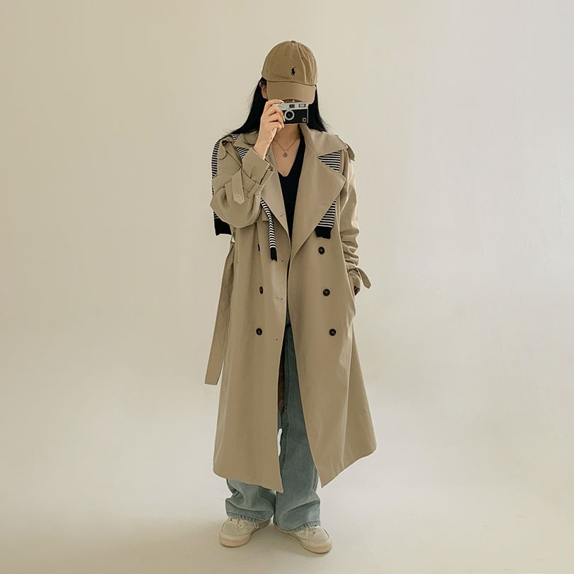 韓国の女性ファッション / メゾンダブルトレンチコート ct1043