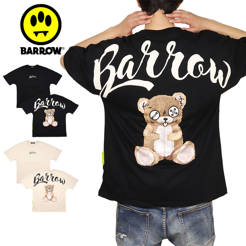 バロー Tシャツ BARROW 半袖 トップス メンズ レディース ブランド 大きいサイズ おしゃれ 黒 綿100% バックプリント ストリート 051
