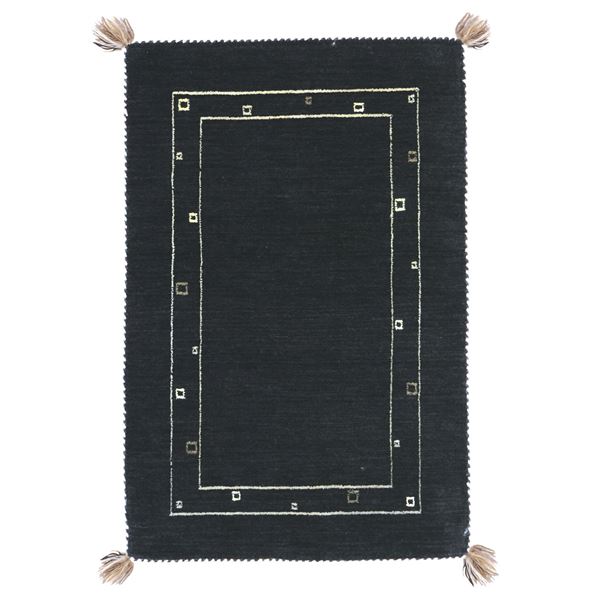 ギャッベ ラグマット/絨毯 約140200cm ブラック ウール100％ 保温性抜群 調湿効果 オールシーズン対応 リビング