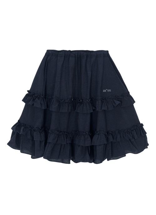 【AS"ON】 CHECK KANGKANG MIDI SKIRT / NAVY 正規品