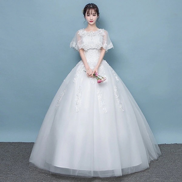 【即納】ウェディングドレス Aラインドレス プリンセスドレス ロングドレス 結婚式　二次会 花嫁　編み上げタイプ Vネック ウエディングドレス 二次会 ホワイト ウェディング パーティードレス結