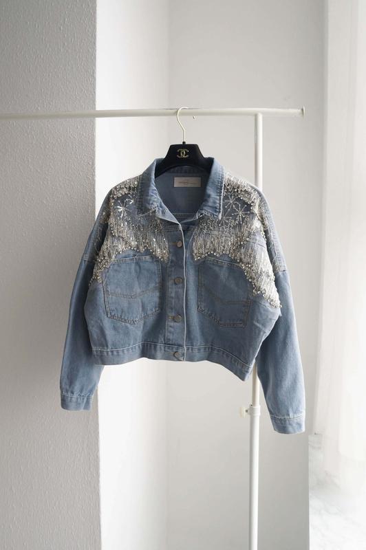 ビーズパッチデニムジャケット