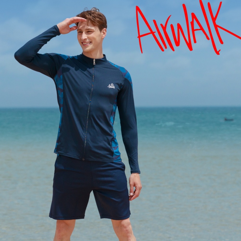 (エアワーク) エアワークサーフメンズラッシュガードセットジップアップ+トランク YAWE5034_NV+YAWE0905_NV