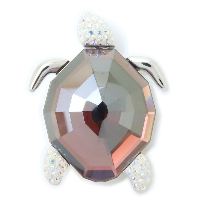 カメモチーフ ブローチ クリスタル 亀 シルバーメッキ レディース/294314【中古】