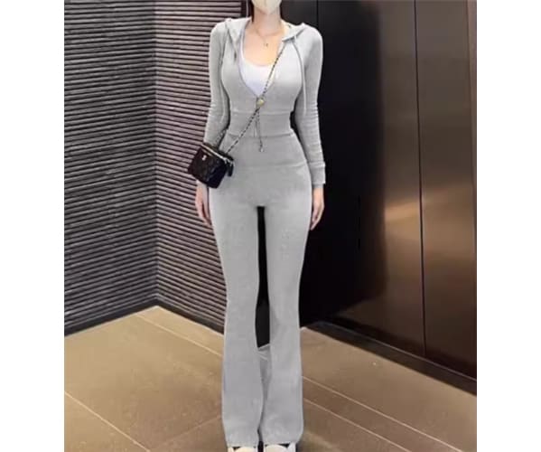 二点セット 上下セット ツーピース レディース パンツ パーカー スウェット ジャージ 部屋着 セットアップ スポーツウェア フレアパンツ フルレングス 長袖 タイト スリム 細身 ストリート