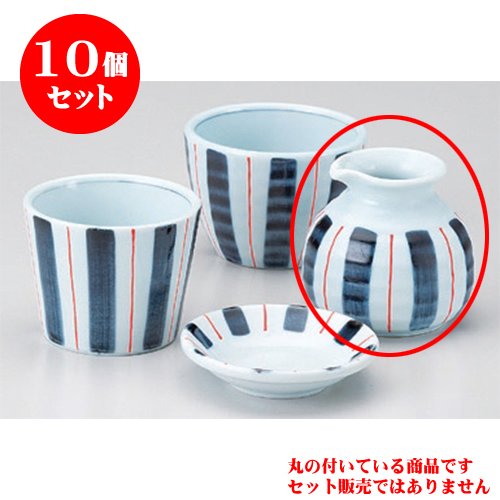 10個セット そば用品 赤一珍呉須十草そば徳利 [8.5 x 8cm] 土物 和食器 酒器 料亭 旅館 業務用