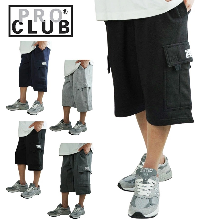 プロクラブ PRO CLUBメンズ ショーツ167 FLEECE CARGO SHORTフリースカーゴショーツ コンフォートBLACK(ブラック)CHARCOA