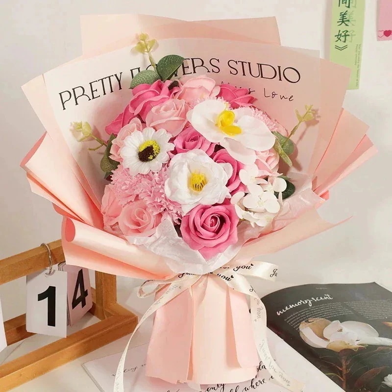 母の日おめでとう最高のプレゼント彼女へのバレンタインデーブーケローズソープブーケ母の日ギフトシミュレーションブーケギフト243