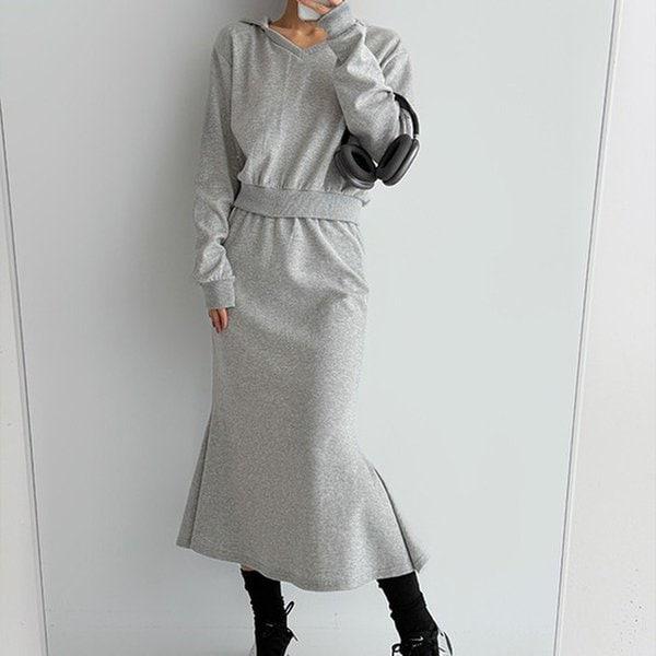 Hスタイル(SET)スカートフードセット 春 女性 トレーニングウェアセット スウェットセット スカートセット ホームウェア