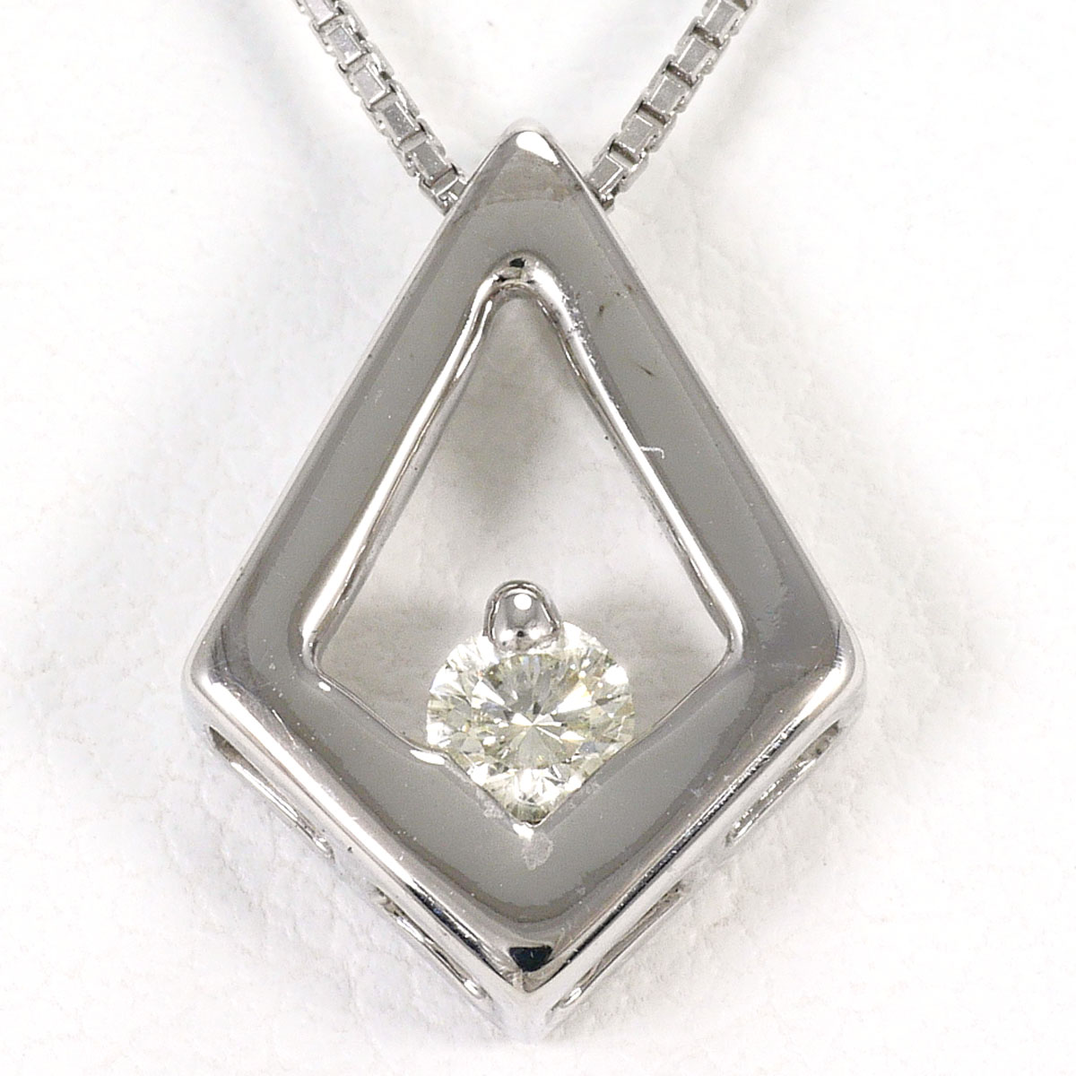 K18 18金 WG ホワイトゴールド K14 14金 WG ホワイトゴールド ネックレス ダイヤモンド 0.14ct 総重量約4.0g 約45cm ジュエリー 中古