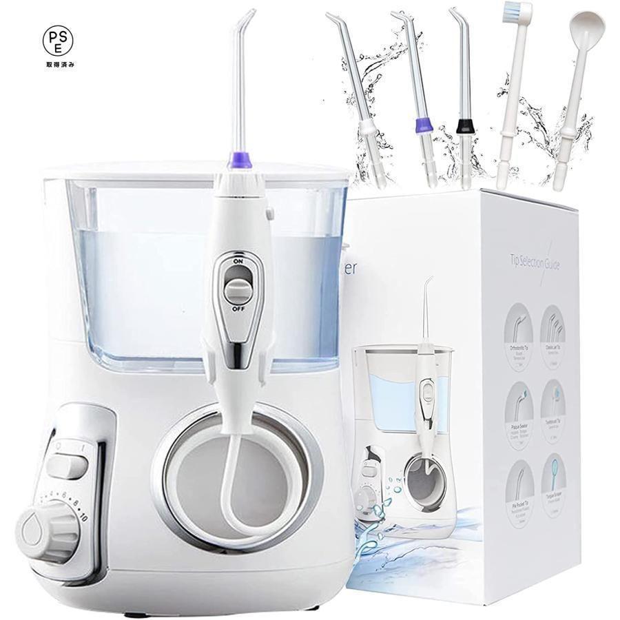 口腔洗浄器 据え置き式 10段階水圧 大容量 800ml 歯間ジェット洗浄 ジェットウォッシャー 5本ノズル付属 口腔洗浄機 IPX7防水 矯正用 家族用