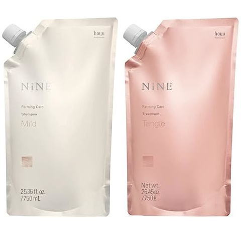 【送料無料】 ホーユー hoyu ／ NiNE ナイン ファーミングケア シャンプー 750ml ＆ トリートメント ( タングル ) 750g 詰替え パウチ セット