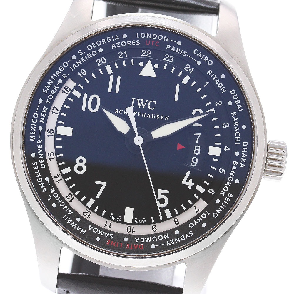 IWC IWC SCHAFFHAUSEN IW326201 パイロットウォッチ ワールドタイマー デイト 自動巻き メンズ _845653【中古】
