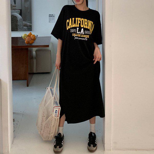 Hスタイル(BM)キャリ半袖ロングボックスワンピース 春 女性 ワンピース OPS 半袖 ホームウェア パジャマ