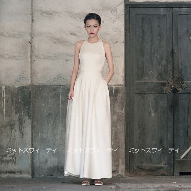ウエディングドレス ワイドパンツ オールインワン ホルターネック 結婚式 二次会 花嫁 パーティードレス 白 大きいサイズ ブライダル 個性的な 海外挙式 クーポン対象外 披露宴