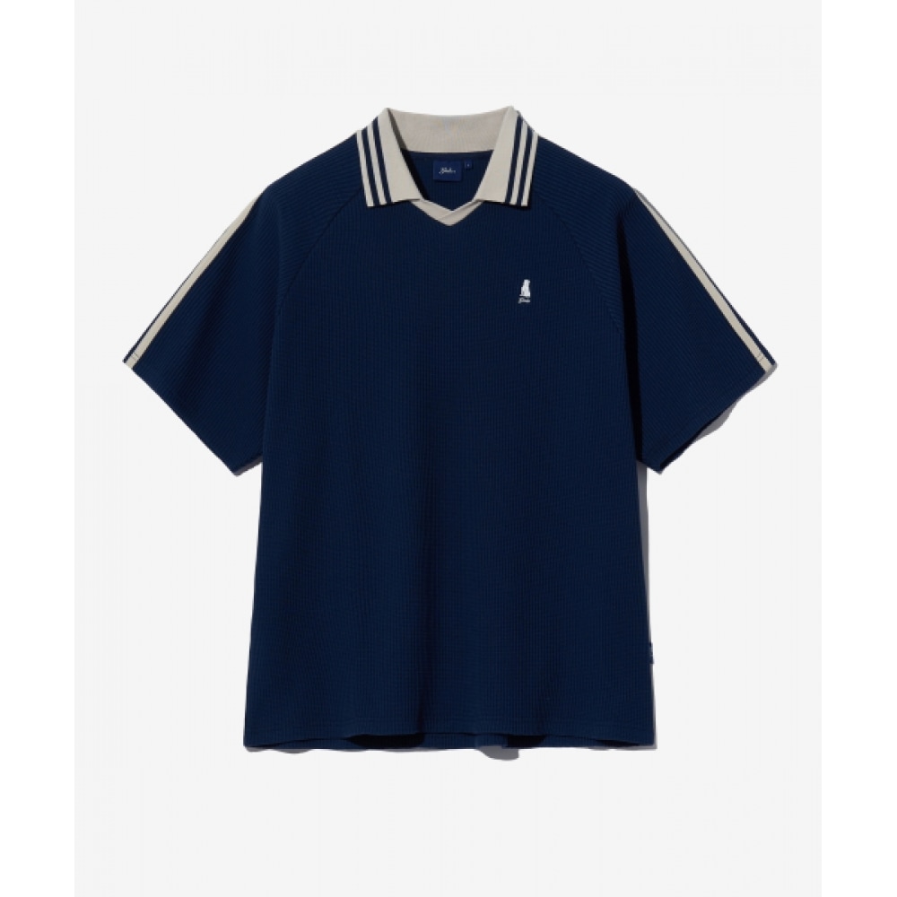 エールスポーティーワッフルカラーTシャツネイビー
