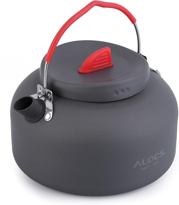 コーヒー/ティーポット ケトル アウトドアポット 大容量1.4L キャンプ/バーベキュー用 やかん アルミ製 こし網とメッシュポーチ付き