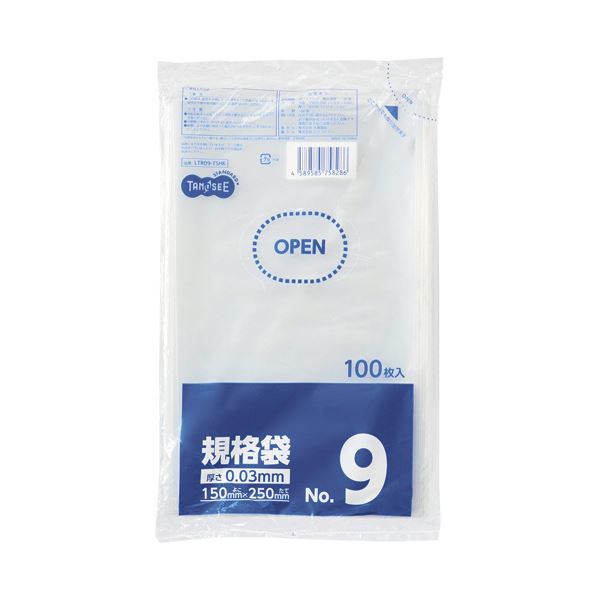 （まとめ）TANOSEE 規格袋 9号0.03150250mm 1セット（1000枚：100枚10パック）5セット